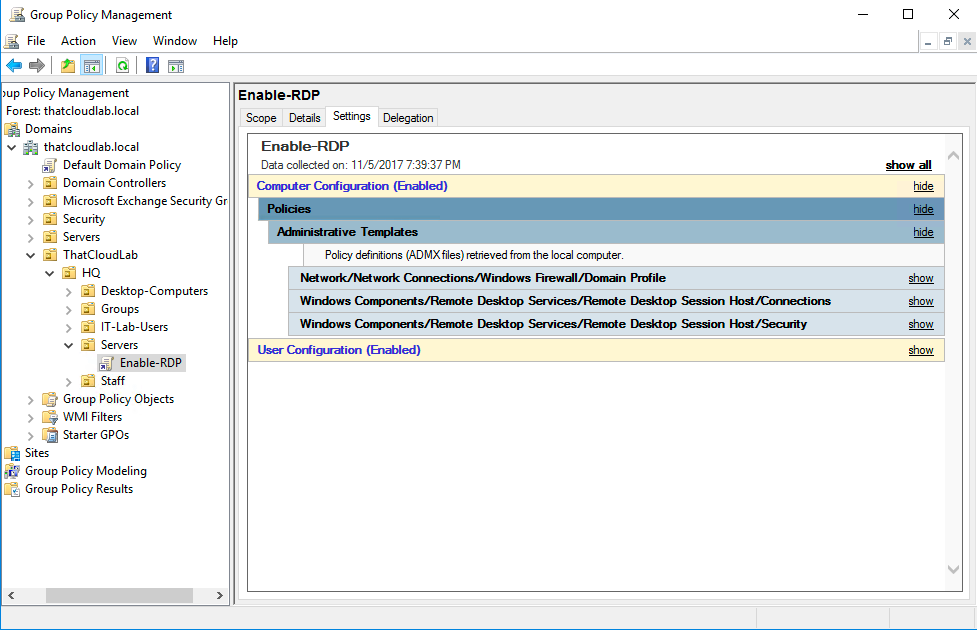 enable group policy management