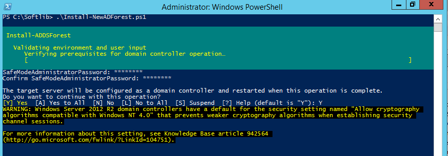 Deploy Active Directory Domain Using PowerShell