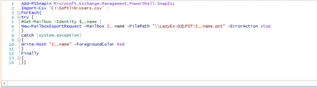 Bulk export Mailbox to .PST using PowerShell
