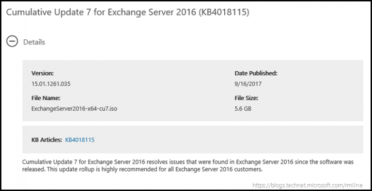 Microsoft Exchange 2013 – 2016 September 2017 Update